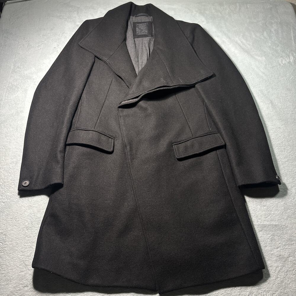 2000s All Saints Spitalfields Wool Pea Coat Jacket Mens Small 36 Oldmoney Thick